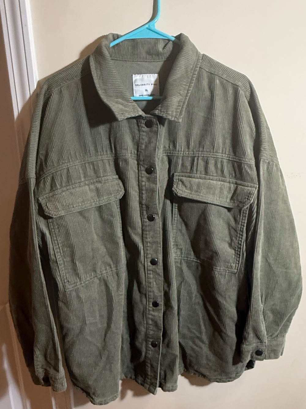 Celebrity Pink Men's Olive Corduroy Field Jacket